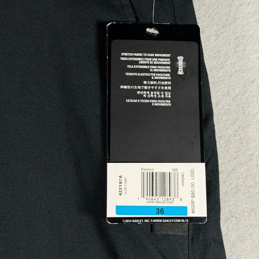 Oakley Mens Icon Chino Pants Blackout Slim Tapered Stretch 36x32 422197A NWT